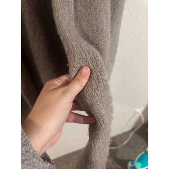 Tahari Wool Blend Tan Sleeveless Hooded Casual Sweater Vest Long Cardigan - Picture 7 of 10